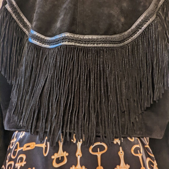 Fun Vintage Black Suede Fringe Jacket by Wilson Leather Experts - Picture 4 of 13